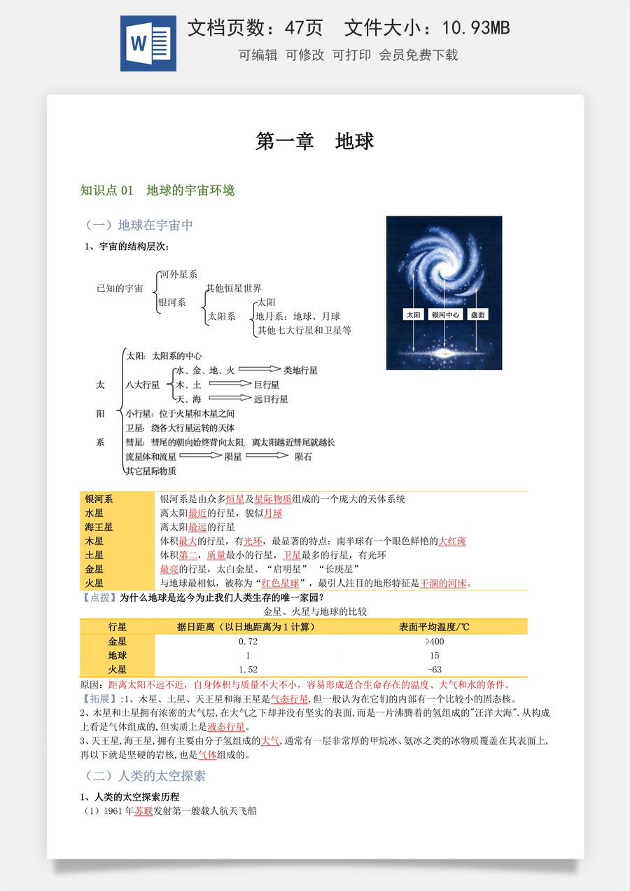 7年级上册人教版地理知识47页 背诵版 2024秋季新版.docx